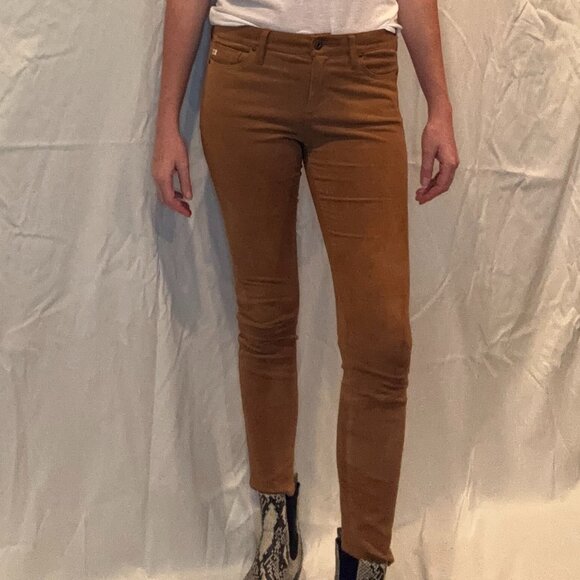 AG ADRIANO GOLDSCHMIED NWOT US 27 MED SUEDE LEATHER THE LEGGING SKINNY PANTS - Picture 1 of 8